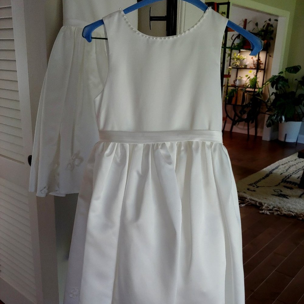 JJ's House A-line Scoop Tea-Length Satin Flower Girl Dress